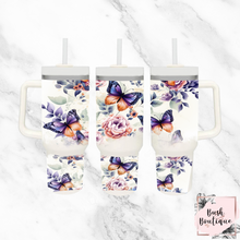 Load image into Gallery viewer, Floral butterflies 40oz tumbler
