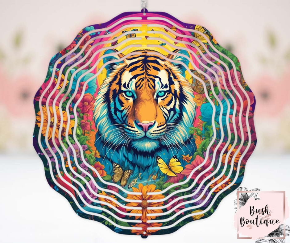 Tiger couple 10 inch wind spinner