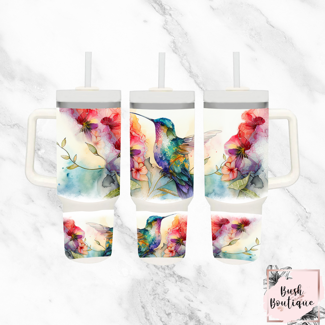 Hummingbird watercolor 40oz tumbler