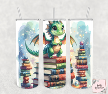 Load image into Gallery viewer, Cute book dragon 20 ounce tumbler
