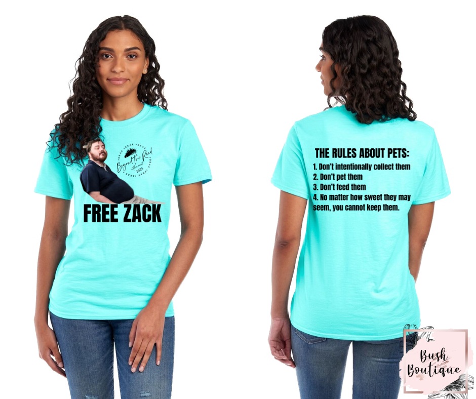 FREE ZACK WITH RULES ON BACK T-SHIRT
