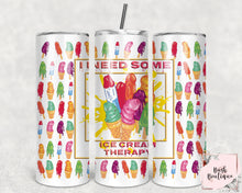 Load image into Gallery viewer, Ice cream therapy 20 ounce tumbler
