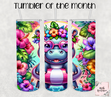 Load image into Gallery viewer, July 2024 Tumbler of the Month- Summer Hippo
