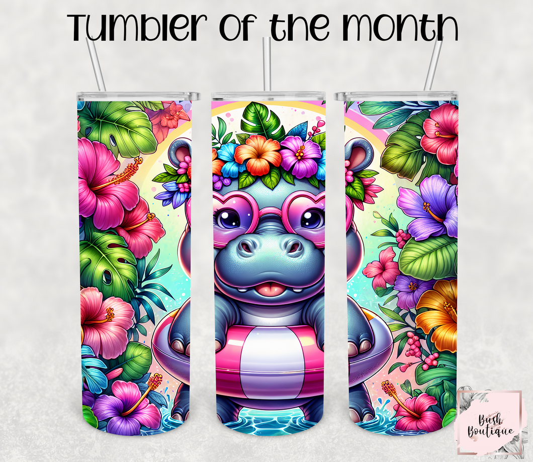 July 2024 Tumbler of the Month- Summer Hippo