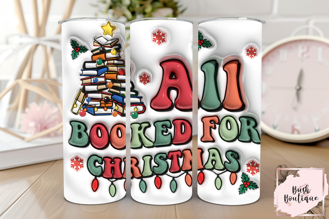 All booked for Christmas 3D 20 ounce tumbler