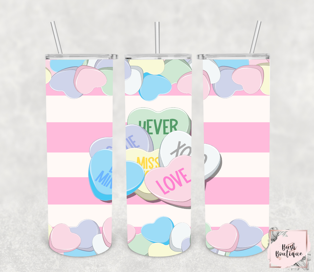 Candy hearts 20 ounce tumbler