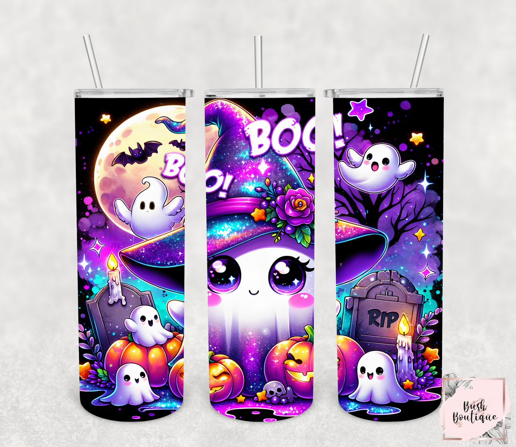 Cute ghost witch 20 ounce tumbler