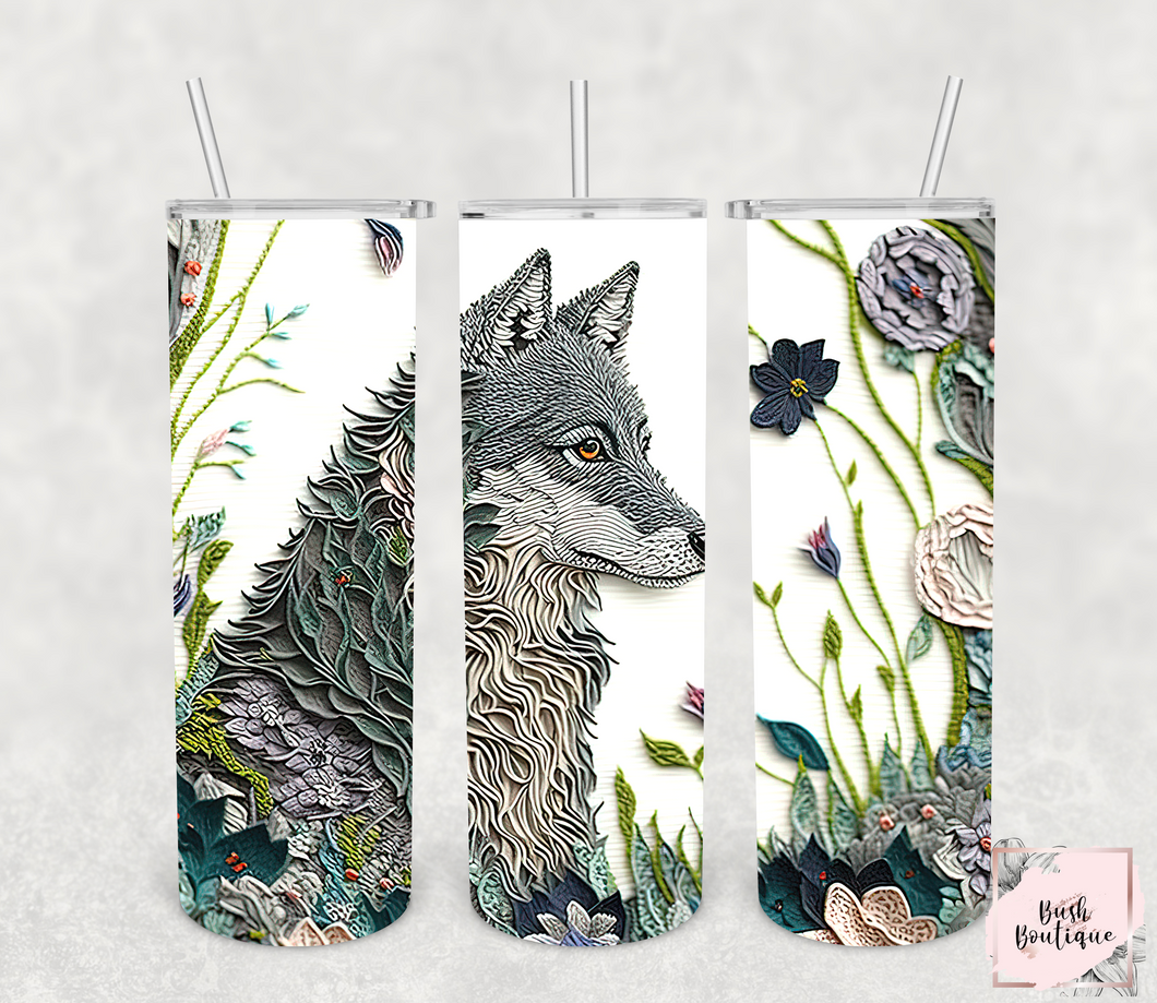 Embroidered wolf 20 ounce tumblers