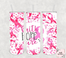 Load image into Gallery viewer, Faith hope cure 20 ounce tumblers
