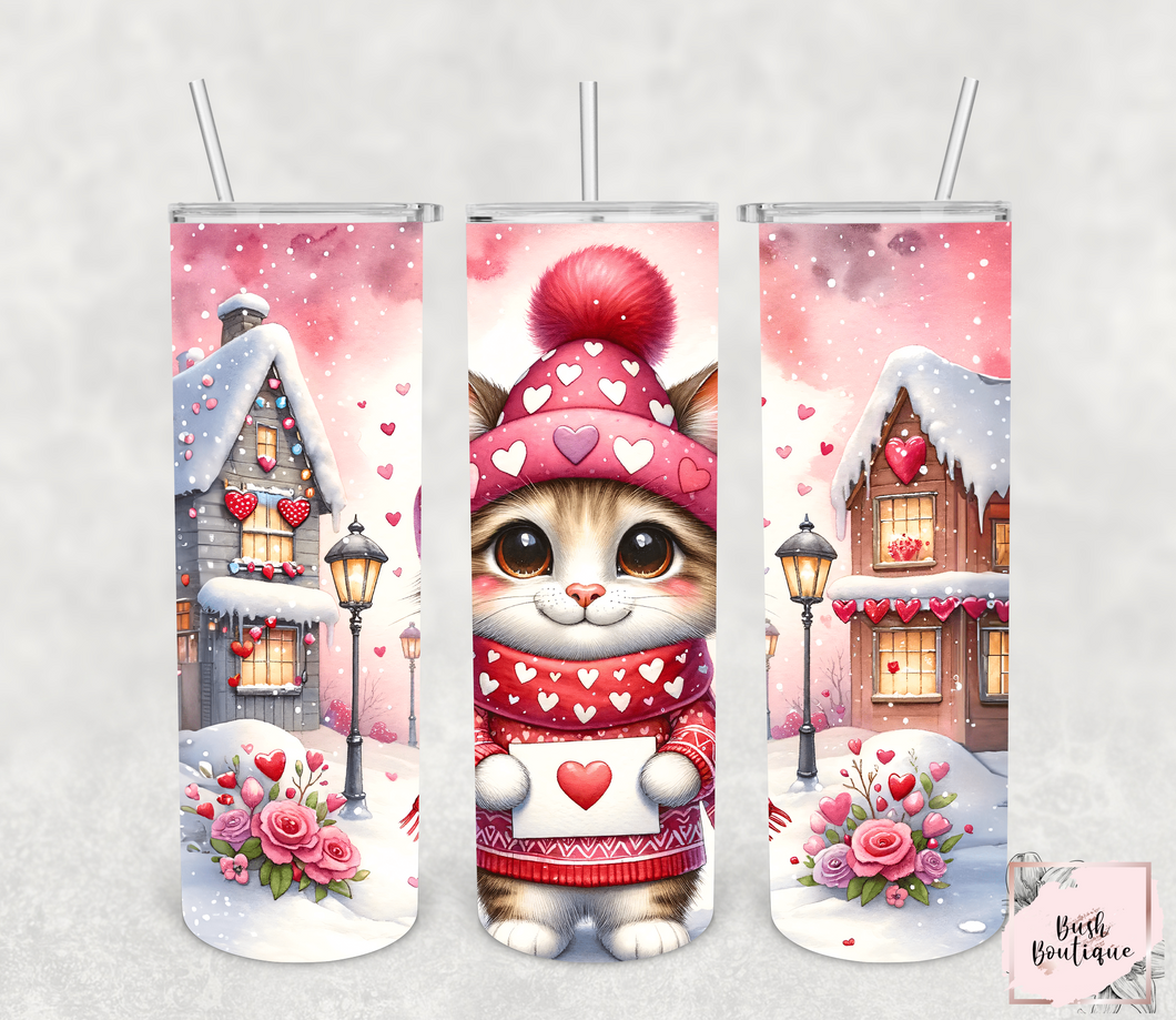 Valentine's Kitty 20 ounce tumbler