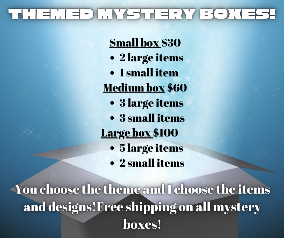 Themed mystery box- Put theme and t-shirt size in notes