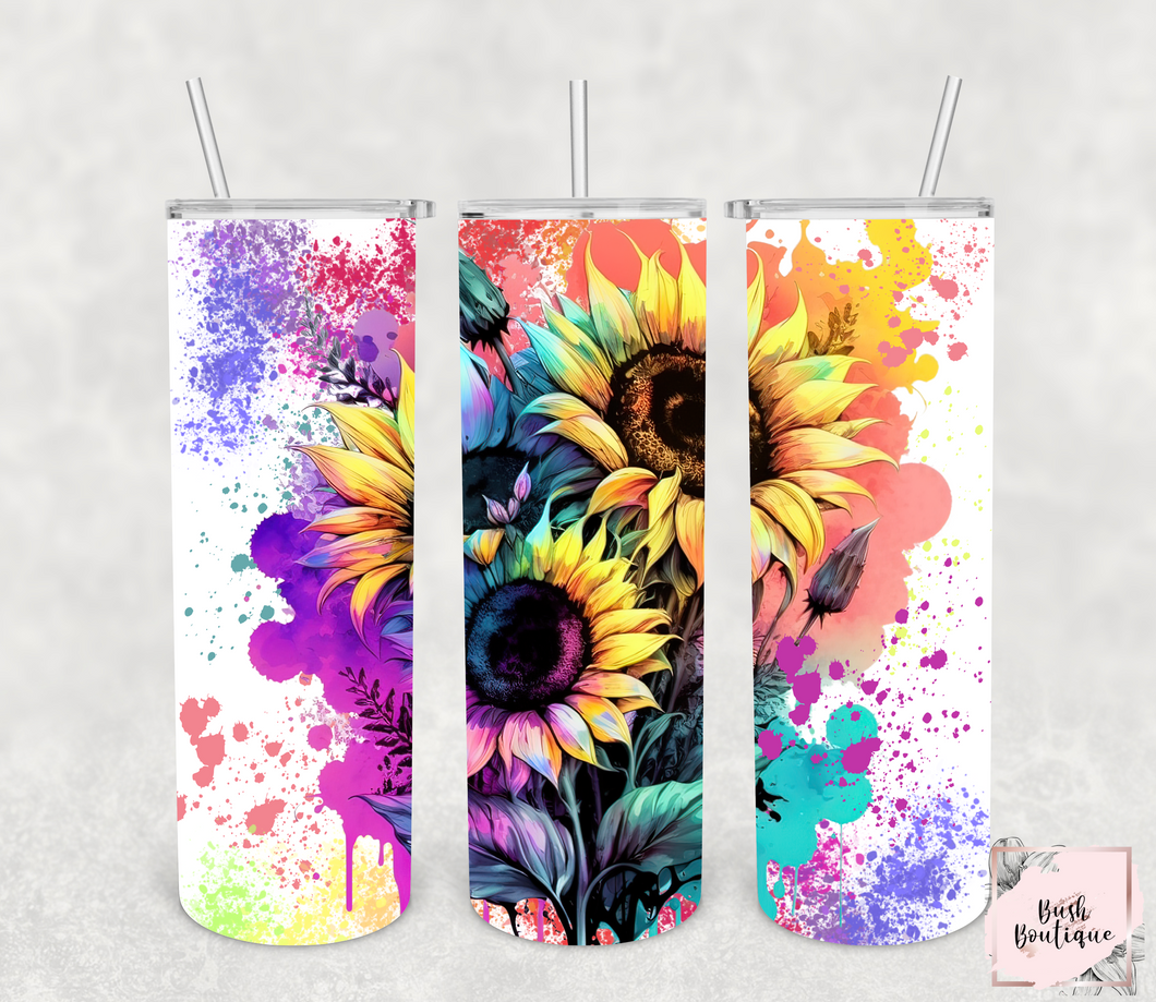 Neon sunflowers 20 ounce tumbler