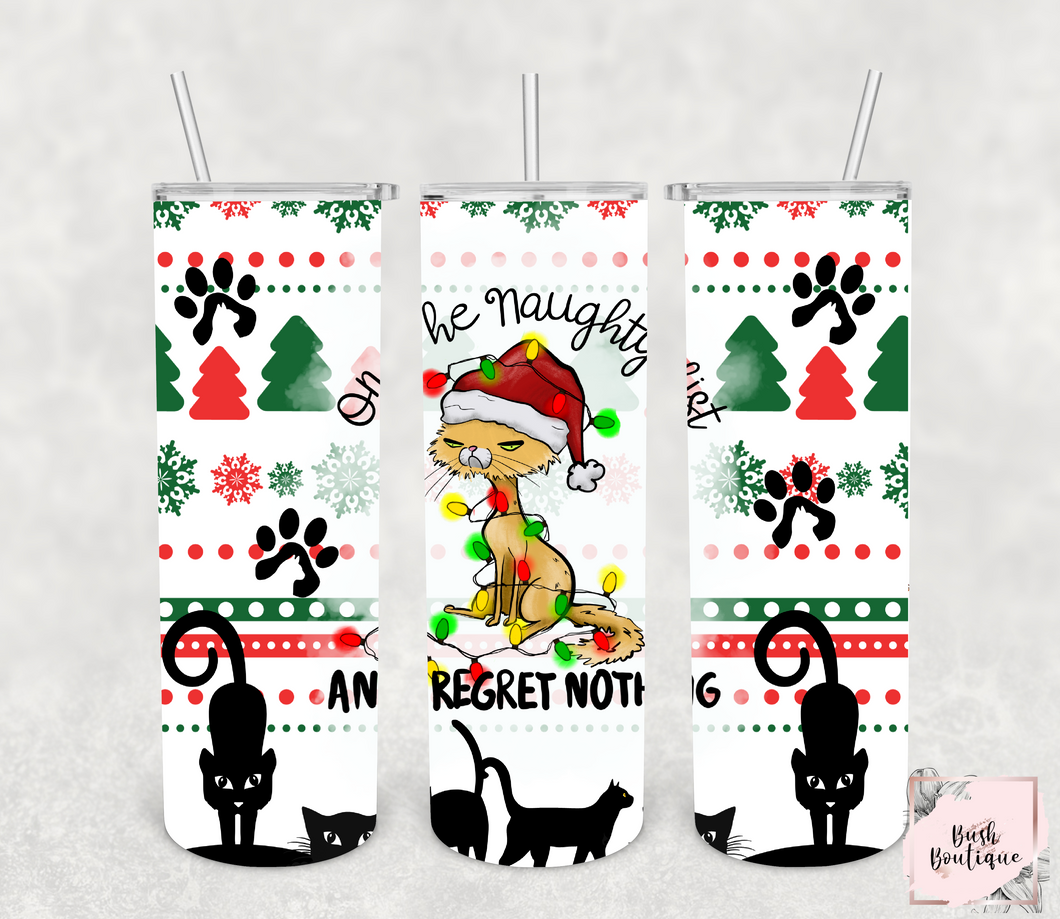 On the naughty list and regret nothing 20 ounce tumbler