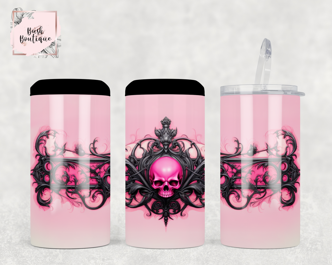 Pink skull 4 in 1 Can Cooler