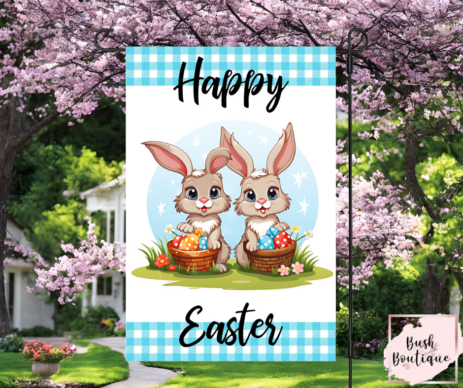 Happy Easter (bunnies) garden flag