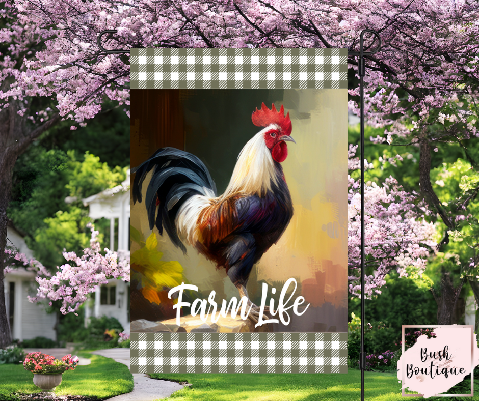 Farm Life- Rooster garden flag