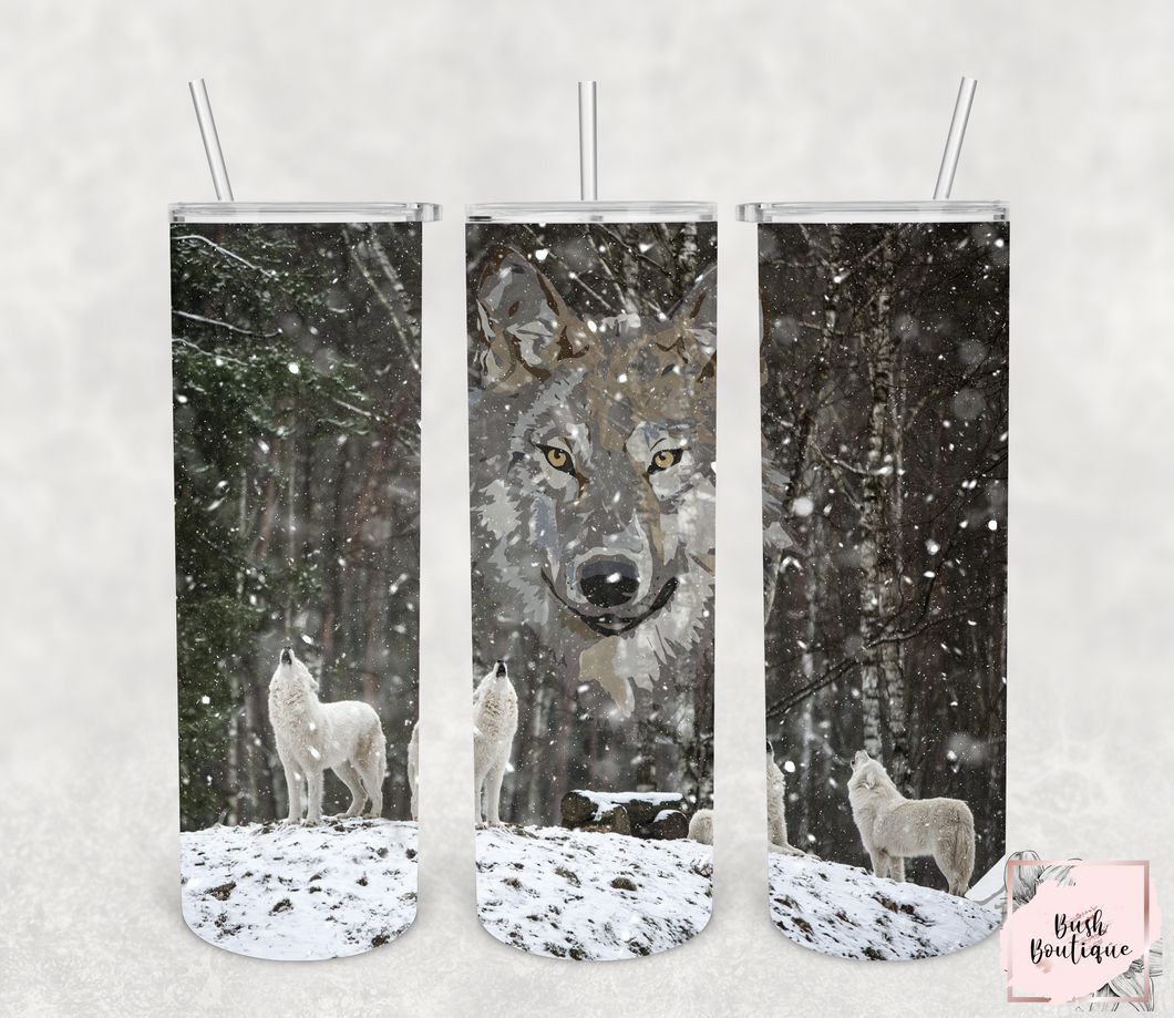 Snow Wolves 20 ounce tumbler