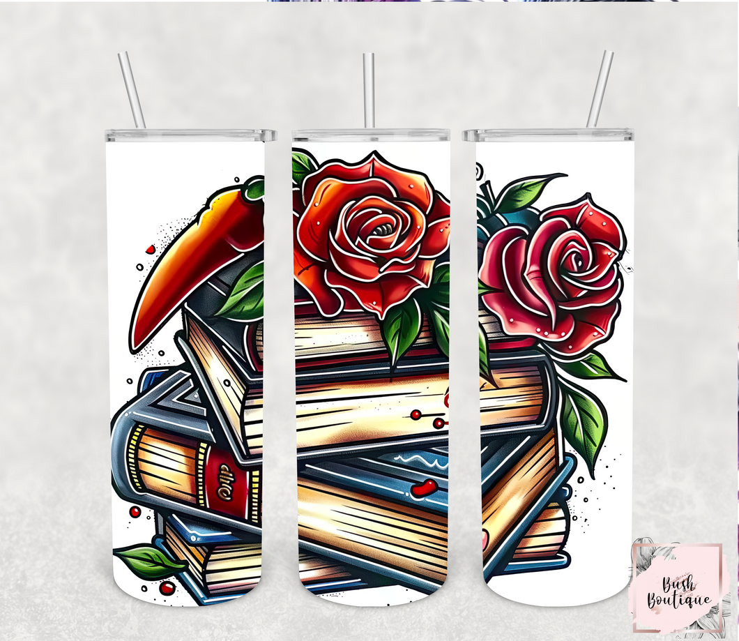 Tattoo style bookish 20 ounce tumblers