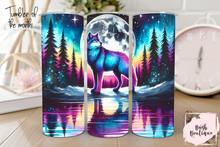 Load image into Gallery viewer, December 2024 Tumbler of the Month- Northern Lights Wolf
