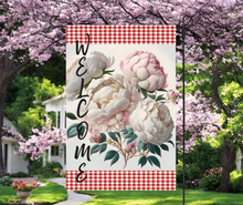 Load image into Gallery viewer, Floral welcome garden flags
