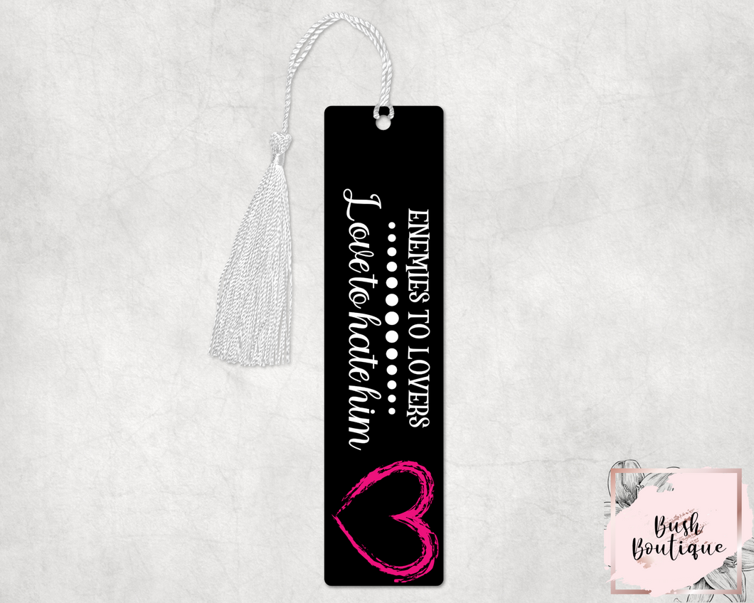 Enemies to lovers 8x2 aluminum bookmark