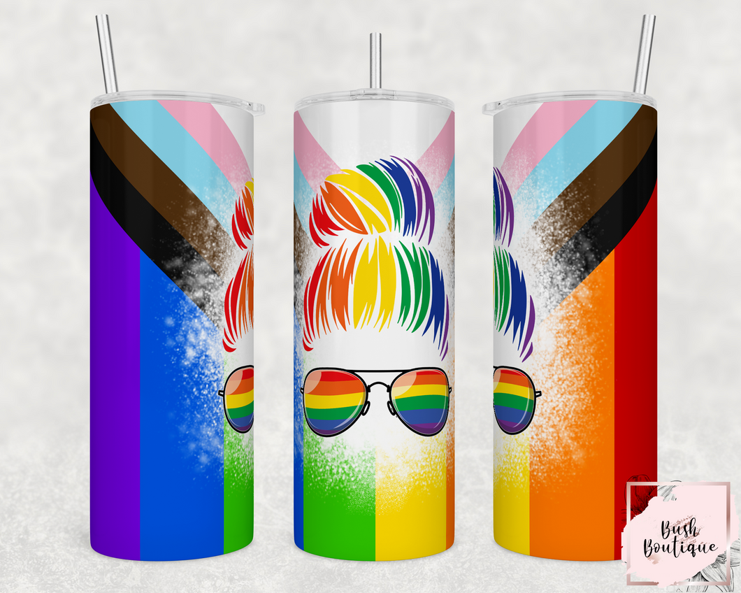 Pride Messy bun 20 ounce tumbler