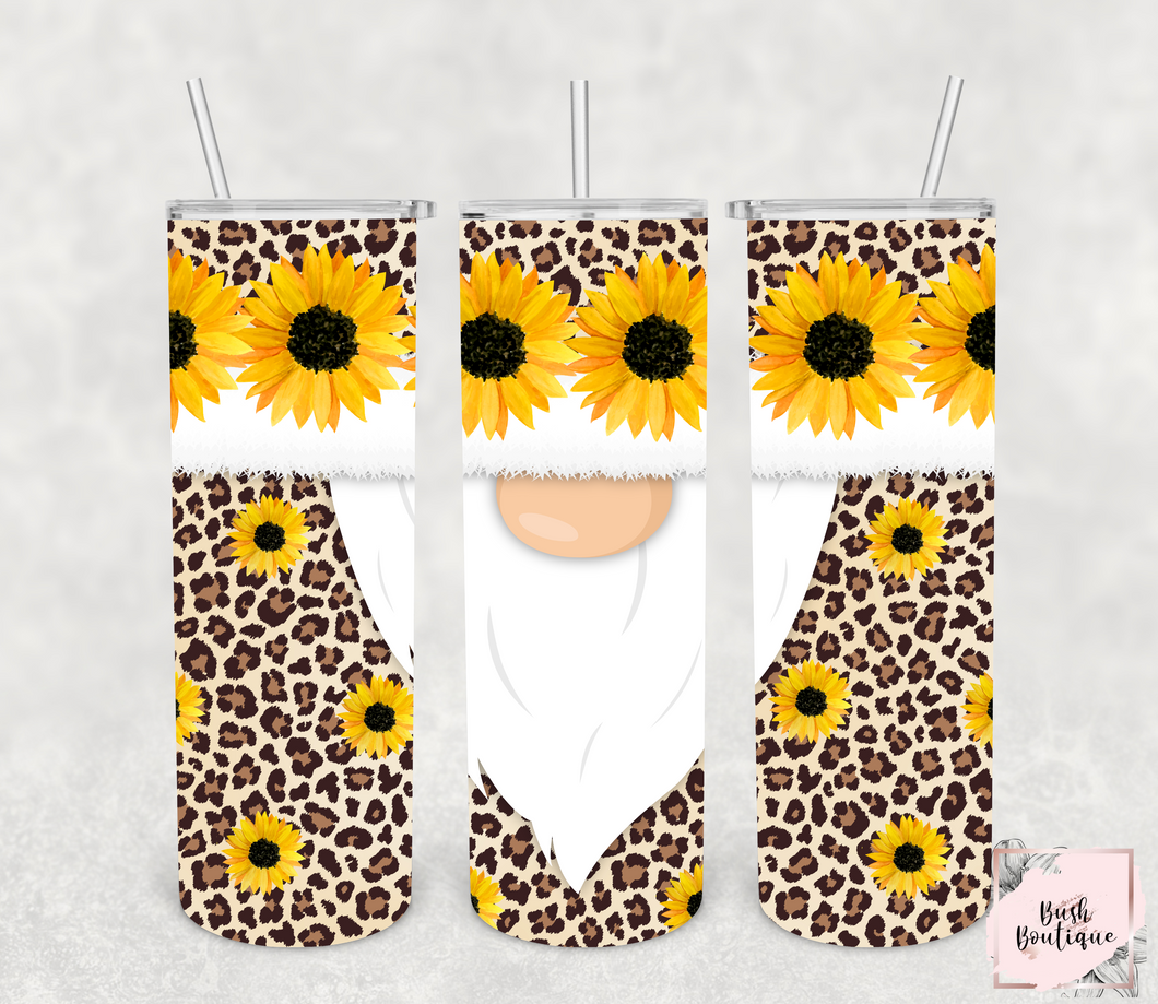 Sunflower gnome 20 ounce tumbler