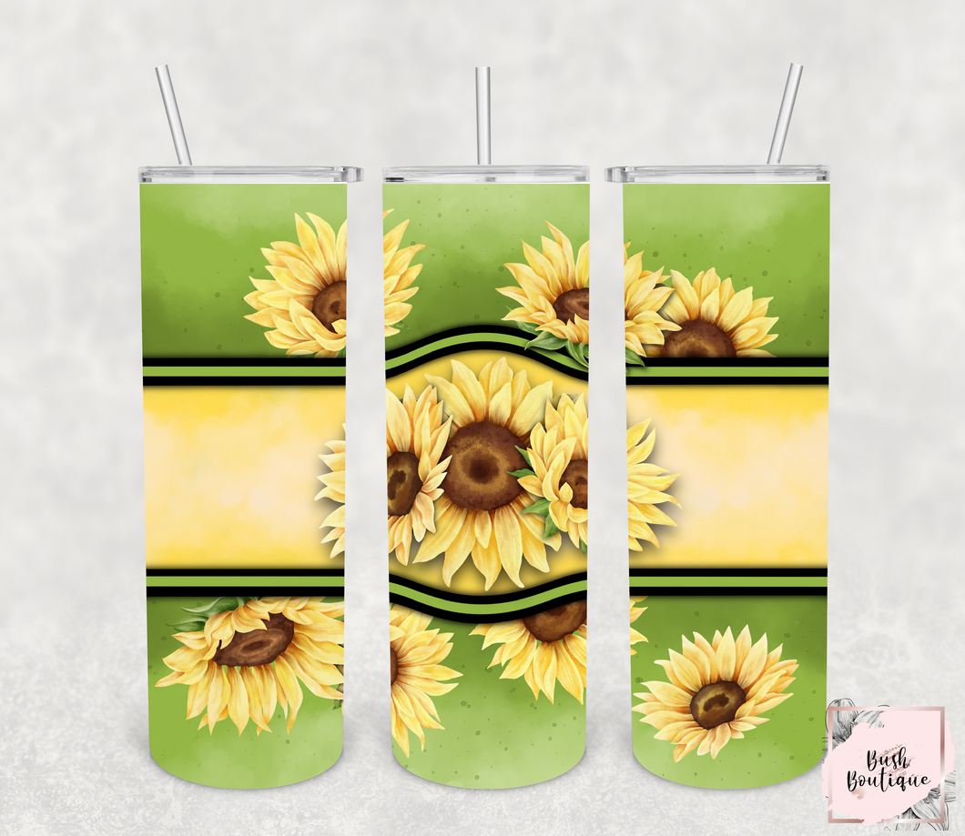 Green sunflowers 20 ounce tumbler